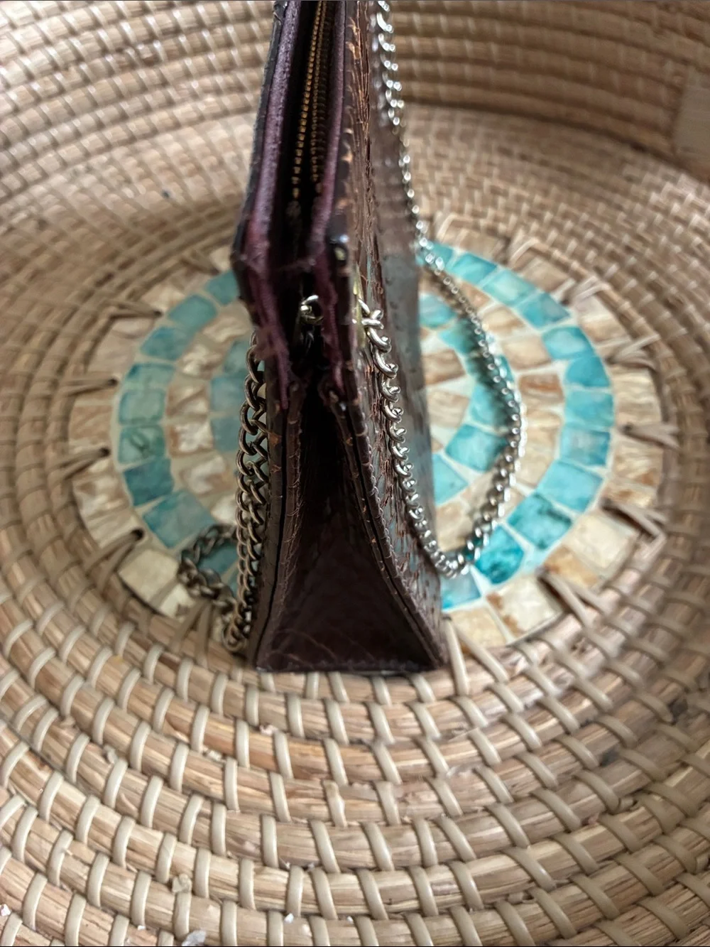 Snakeskin vintage unbranded Chain Strap Clutch